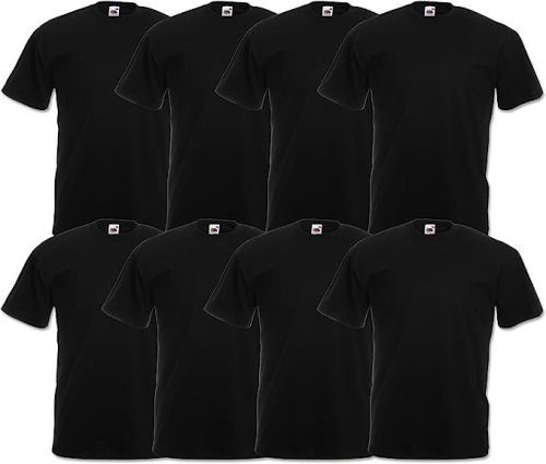 8 db-os pólócsomag Fruit of the Loom F02 kereknyakú, rövid ujjú, fekete - 4XL