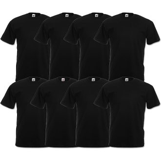   8 db-os pólócsomag Fruit of the Loom F02 kereknyakú, rövid ujjú, fekete - L