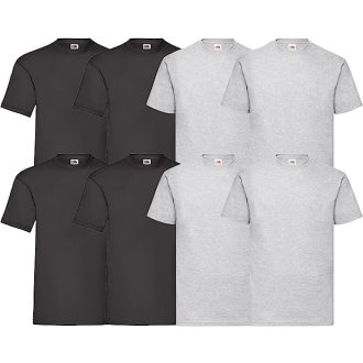   8 db-os pólócsomag Fruit of the Loom F02 kereknyakú, rövid ujjú, fekete-szürke - L