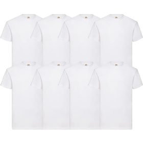   8 db-os pólócsomag Fruit of the Loom F02 kereknyakú, rövid ujjú, fehér - L