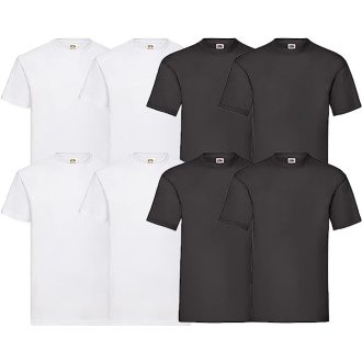   8 db-os pólócsomag Fruit of the Loom F02 kereknyakú, rövid ujjú, fehér-fekete - L