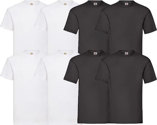 8 db-os pólócsomag Fruit of the Loom F02 kereknyakú, rövid ujjú, fehér-fekete - M