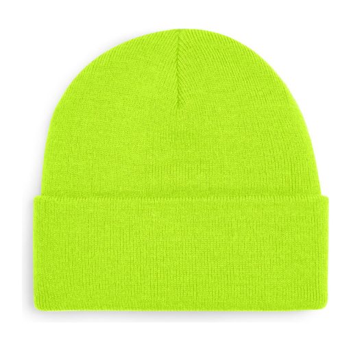 Beechfield kötött duplafalú visszahajtott sapka - Fluorescent Green