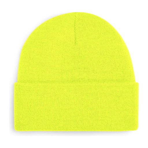 Beechfield kötött duplafalú visszahajtott sapka - Fluorescent Yellow