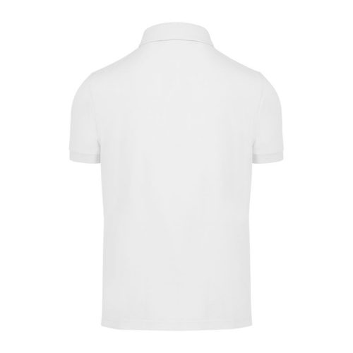 B&C modern, klasszikus stílusú, előzsugorított galléros férfi pamut póló O01, White-L