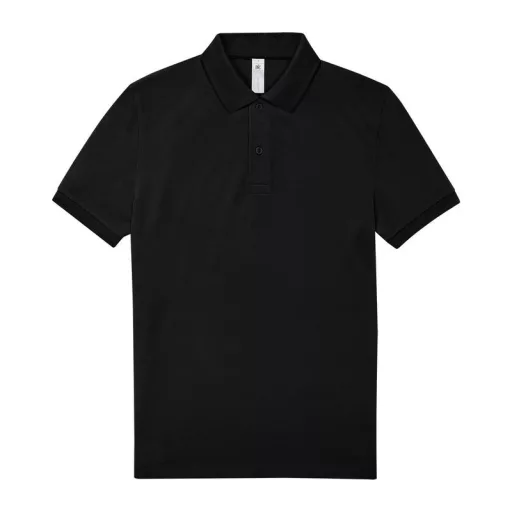 B&C modern, klasszikus stílusú, előzsugorított galléros férfi pamut póló O01, Black-3XL
