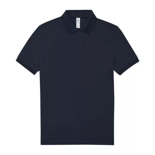 B&C modern, klasszikus stílusú, előzsugorított galléros férfi pamut póló O01, Navy-M