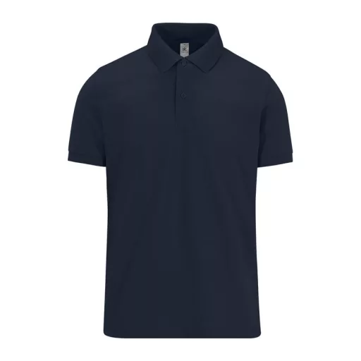 B&C modern, klasszikus stílusú, előzsugorított galléros férfi pamut póló O01, Navy-5XL