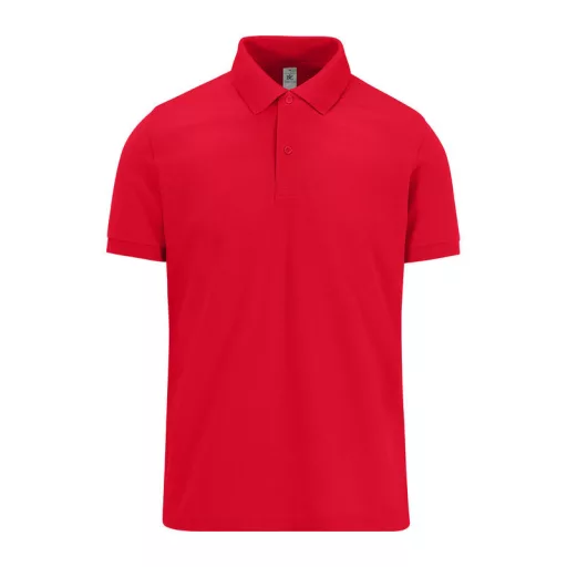 B&C modern, klasszikus stílusú, előzsugorított galléros férfi pamut póló O01, Red-S