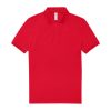 B&C modern, klasszikus stílusú, előzsugorított galléros férfi pamut póló O01, Red-S