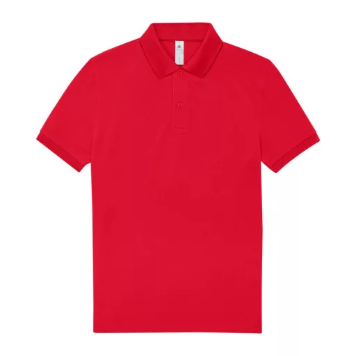 B&C modern, klasszikus stílusú, előzsugorított galléros férfi pamut póló O01, Red-S