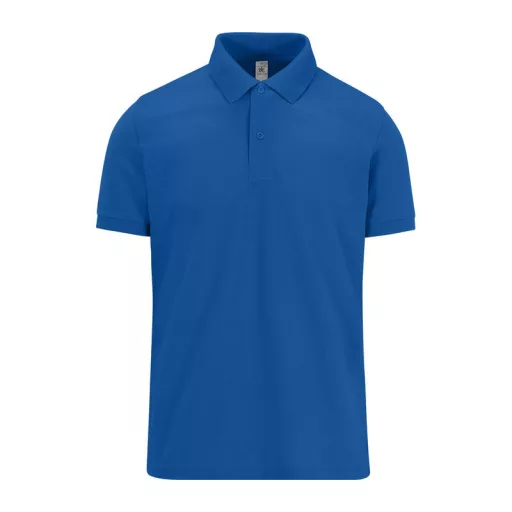 B&C modern, klasszikus stílusú, előzsugorított galléros férfi pamut póló O01, Royal Blue-M