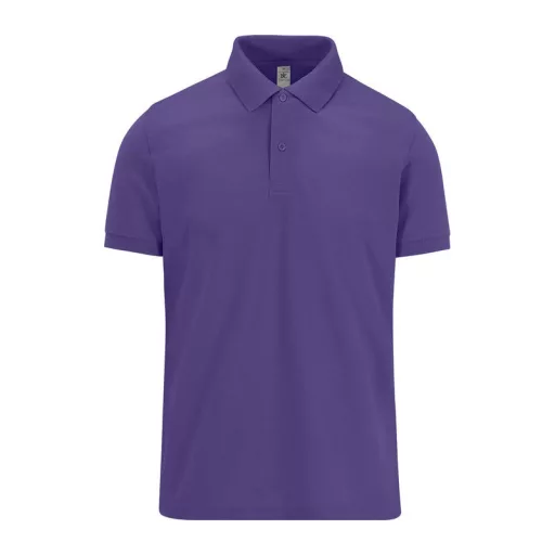 B&C modern, klasszikus stílusú, előzsugorított galléros férfi pamut póló O01, Radiant Purple-S