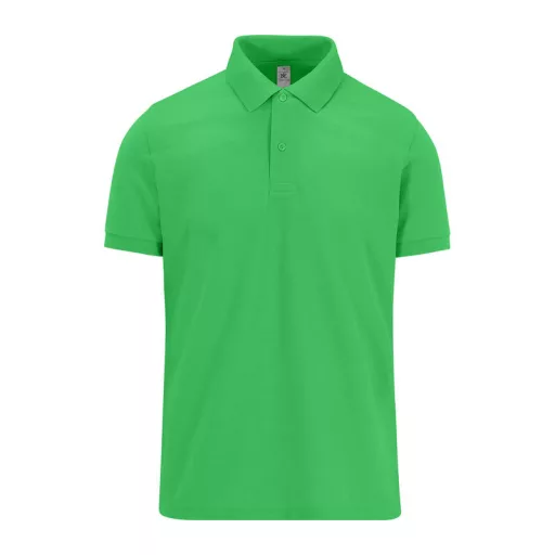 B&C modern, klasszikus stílusú, előzsugorított galléros férfi pamut póló O01, Apple Green-XL