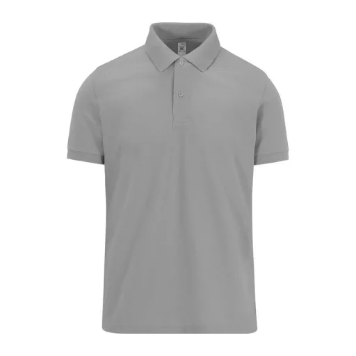 B&C modern, klasszikus stílusú, előzsugorított galléros férfi pamut póló O01, Sport Grey-XL