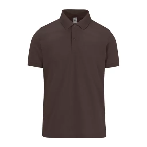 B&C modern, klasszikus stílusú, előzsugorított galléros férfi pamut póló O01, Roasted Coffe-3XL