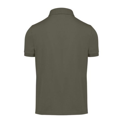 B&C modern, klasszikus stílusú, előzsugorított galléros férfi pamut póló O01, Camo Green-S