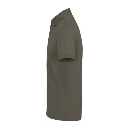 B&C modern, klasszikus stílusú, előzsugorított galléros férfi pamut póló O01, Camo Green-S