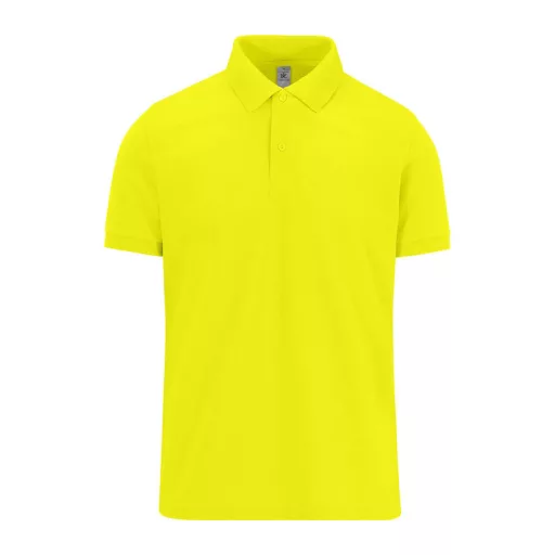 B&C modern, klasszikus stílusú, előzsugorított galléros férfi pamut póló O01, Pixel Lime-L