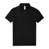 B&C modern, klasszikus stílusú, előzsugorított galléros Női pamut póló O02, Black-XS