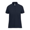B&C modern, klasszikus stílusú, előzsugorított galléros Női pamut póló O02, Navy-L