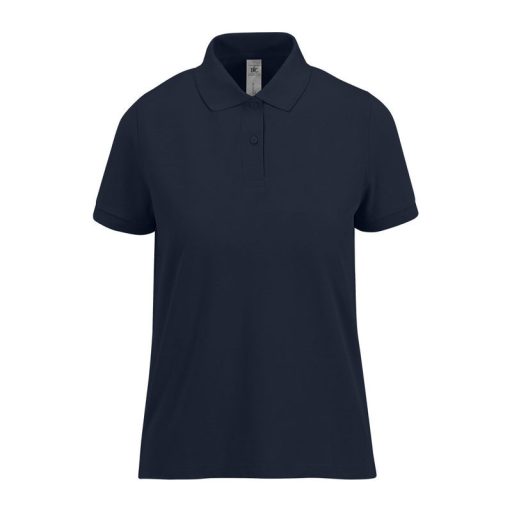 B&C modern, klasszikus stílusú, előzsugorított galléros Női pamut póló O02, Navy-2XL