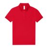 B&C modern, klasszikus stílusú, előzsugorított galléros Női pamut póló O02, Red-XS