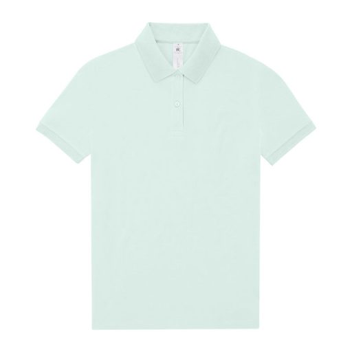 B&C modern, klasszikus stílusú, előzsugorított galléros Női pamut póló O02, Blush Mint-XS