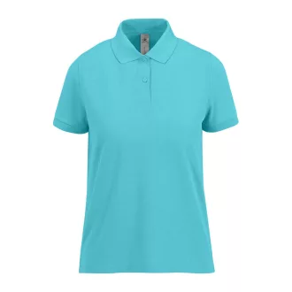   B&C modern, klasszikus stílusú, előzsugorított galléros Női pamut póló O02, Turquoise-M
