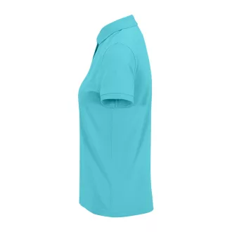   B&C modern, klasszikus stílusú, előzsugorított galléros Női pamut póló O02, Turquoise-M