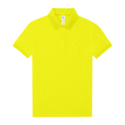 B&C modern, klasszikus stílusú, előzsugorított galléros Női pamut póló O02, Pixel Lime-XS