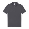 B&C gyűrűs fonású galléros férfi rövid ujjú póló O03, Dark Grey-S