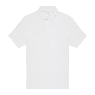   B&C rövid ujjú kétgombos unisex pamut galléros póló O06, White-2XL