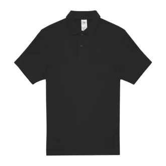   B&C rövid ujjú kétgombos unisex pamut galléros póló O06, Black-4XL