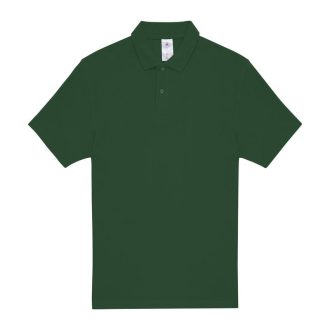   B&C rövid ujjú kétgombos unisex pamut galléros póló O06, Bottle Green-S