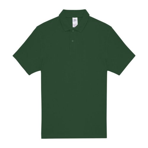 B&C rövid ujjú kétgombos unisex pamut galléros póló O06, Bottle Green-S