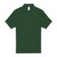 B&C rövid ujjú kétgombos unisex pamut galléros póló O06, Bottle Green-M