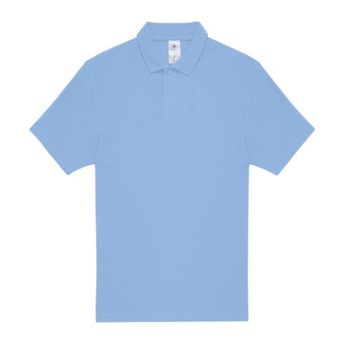 B&C rövid ujjú kétgombos unisex pamut galléros póló O06, Light Blue-XS