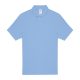 B&C rövid ujjú kétgombos unisex pamut galléros póló O06, Light Blue-XS