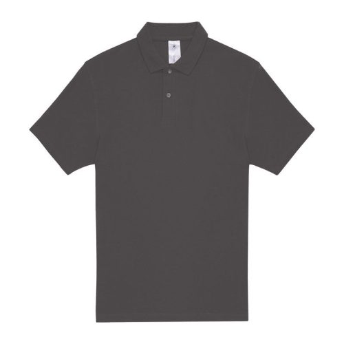B&C rövid ujjú kétgombos unisex pamut galléros póló O06, Anthracite-S