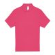 B&C rövid ujjú kétgombos unisex pamut galléros póló O06, Fuchsia-2XL