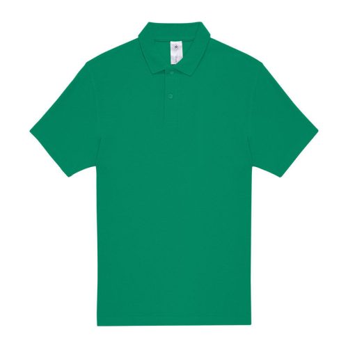 B&C rövid ujjú kétgombos unisex pamut galléros póló O06, Kelly Green-M