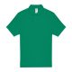 B&C rövid ujjú kétgombos unisex pamut galléros póló O06, Kelly Green-L