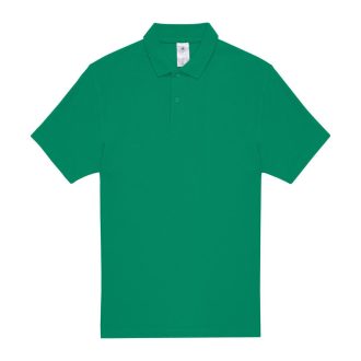   B&C rövid ujjú kétgombos unisex pamut galléros póló O06, Kelly Green-2XL