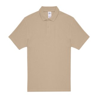   B&C rövid ujjú kétgombos unisex pamut galléros póló O06, Sand-2XL