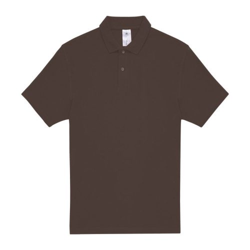 B&C rövid ujjú kétgombos unisex pamut galléros póló O06, Brown-2XL