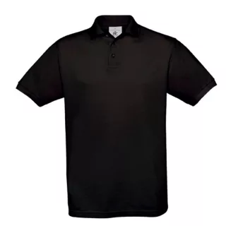   B&C klasszikus fazonú, rövid ujjú Női galléros póló, O07, Black-M