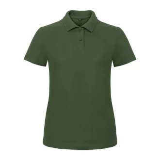   B&C klasszikus fazonú, rövid ujjú Női galléros póló, O07, Bottle Green-M
