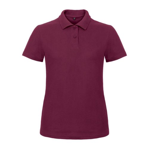 B&C klasszikus fazonú, rövid ujjú Női galléros póló, O07, Wine-2XL