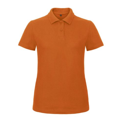 B&C klasszikus fazonú, rövid ujjú Női galléros póló, O07, Orange-XS